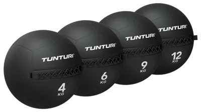 Produktbild von Tunturi Platinum Wall Ball Set – 4–12 kg – Schwarz – Inkl. er Fitness-App