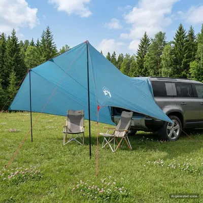 Produktbild von Fahrzeugmarkise, blau, 518 x 580 x 215 cm, aus Polyester und Stahl