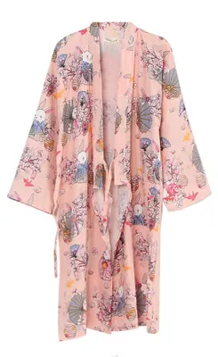 Productafbeelding van Solidchoice - Dames Kimono Badjas Katoen met Konijnenprint
