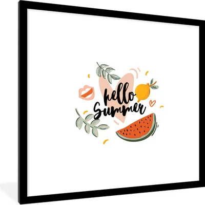 Produktbild von MuchoWow® Gerahmtes Poster Wassermelone - Sommer - Rosa 40x40 cm - Poster mit Schwarzem Bilderrahmen Wandposter Rahmen Foto Bilder - Poster - Plakat im Rahmen