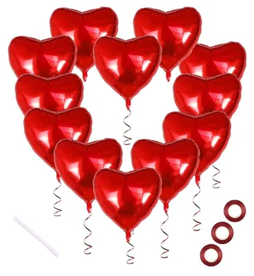 Productafbeelding van Set van 30 Rode Hart Folienballons van 45 cm voor Feestdecoratie