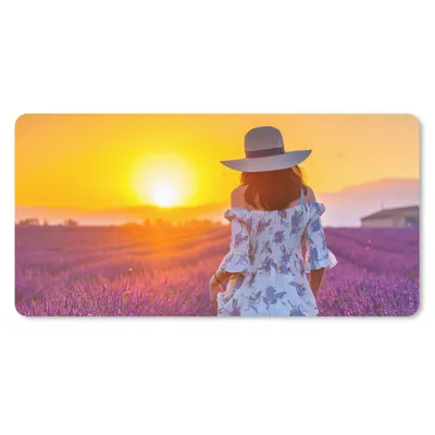 Produktbild von MuchoWow® Mauspad Mousepad Frau - Lavendel - Sonnenuntergang 60x30 cm - Mousepads - Maus Mat - Pad - Mausunterlage - Nachhaltig
