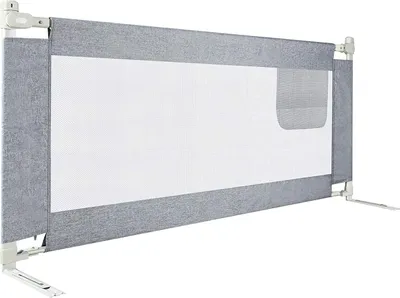 Produktbild von NAIZY 180cm Baby Bettgitter Höhenverstellbar Kinderbettgitter mit Doppelverriegelungsschutz und Fester Gurt Tragbare Bettschutzgitter für Kinderbetten Elternbetten