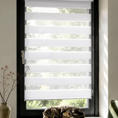 Produktbild von Doppelrollo Fenster ohne Bohren Zevra 80x230cm weiß VICTORIA M