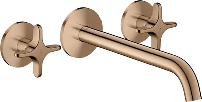 Obrázek produktu pro hansgrohe AXOR One 3-otvorová umyvadlová baterie, podomítková verze pro montáž na stěnu, výtok 220 mm, s křížovými rukojeťmi, 48140300
