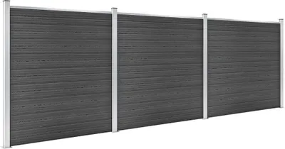 Zdjęcie produktu dla vidaXL Zestaw elementów ogrodzenia WPC 526x186 cm czarny