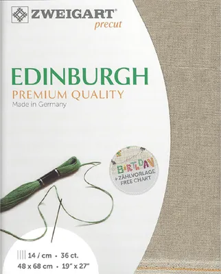 Produktbild von Zählstoff EDINBURGH Zweigart Precut 35 ct. 3217 Farbe 53 rohleinen, Handarbeitsstoff aus 100% Leinen für Stickerei 48x68 cm