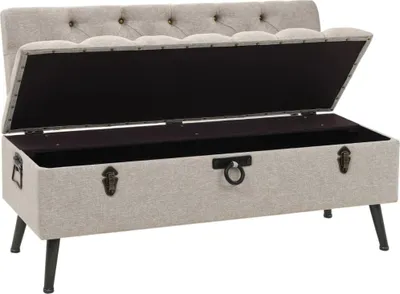 Obrázek produktu pro vidaXL Lavice s úložným prostorem a opěradlem 110 cm krémová látka