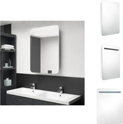 Zdjęcie produktu dla vidaXL Szafka z lustrem LED do łazienki Błyszcząca biel 60x11x80 cm - Szafki łazienkowe