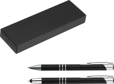 Produktbild von Metall Schreibset / Touchpen Kugelschreiber + Kugelschreiber / Farbe: schwarz