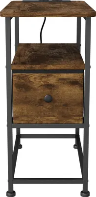 Image de Table d'appoint - Table basse/table de chevet - Bois - 1 tiroir - Avec espace de rangement - Style minimaliste moderne - Marron