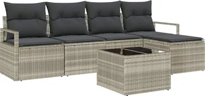 Produktbild von Sofa Set mit Kissen 6 pcs Hellgrau Poly Rattan
