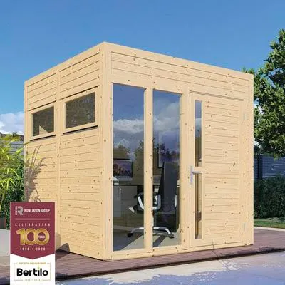 Obrázek produktu pro Dřevěný zahradní domek Bertilo Cubo 2 Office přírodní 226 x 234 cm