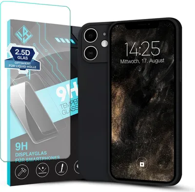 Produktbild von Hülle für Apple iPhone 11 mit 9H Displayglas Displayschutz Plus Case Cover Bumper Silikon Softgrip Schutzhülle Farbe: Schwarz