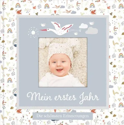 Produktbild von Babyalbum mit Fensterausschnitt für das 1. Lebensjahr zum Eintragen der schönsten Momente und Erinnerungen mit Platz für Fotos | genderneutral für Jungen und Mädchen