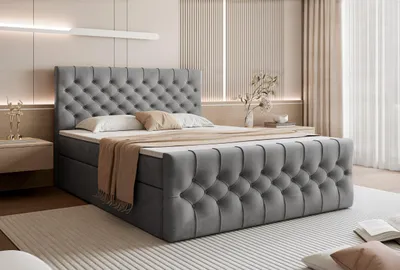 Produktbild von Boxspringbett TAURIEL mit Federkernmatratze & Topper, zwei Bettkästen