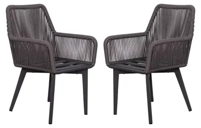 Produktbild von 2er Set Diningsessel Marbella Rope - Aluminium Gestell grau