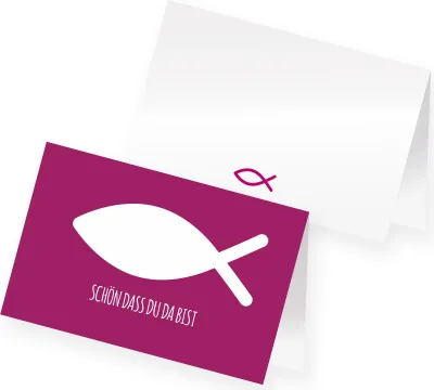 Produktbild von itenga 24x Tischkarte Fisch PINK Platzkarte Kommunion Taufe Konfirmation