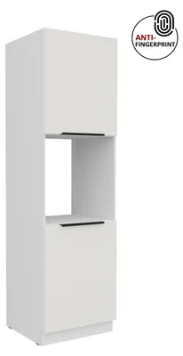 Produktbild von Küchen Hochschrank 60 cm Küche ARIA Weiss ultra matt + Weiss matt, hochwertige Fronten mit Anti Fingerprint Beschichtung, Soft-Close Küchenzeile Küchenblock