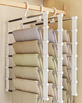 Produktbild von Famanu Hosenbügel Set 3 Stück mit 7 Ebenen, platzsparend für Jeans und Schals