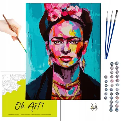 Produktbild von Oh Art! – Malen nach Zahlen Set Frida – 40x50cm, mit Holzrahmen und Pinseln DIY