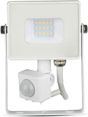 Zdjęcie produktu dla Naświetlacz halogen LED V-TAC 10W SAMSUNG Czujnik Ruchu Biały VT-10-S ciepły 800lm