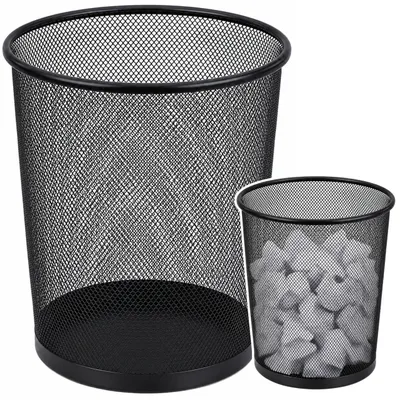 Produktbild von Büroabfallbehälter, Metallgeflecht, rund, Schwarz, 10 l