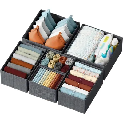 Produktbild von 6er Set Aufbewahrungsbox Kleiderschrank Organizer Faltbare Schubladen Organizer,  für Socken, Unterwäsche, BHs, Krawatten