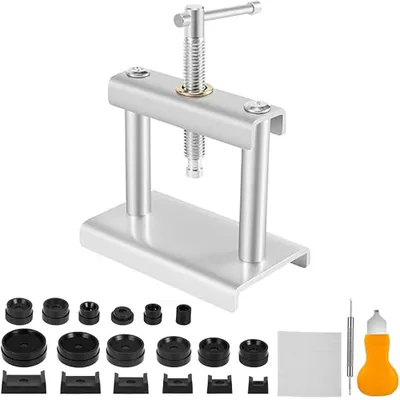 Produktbild von Uhrenpressen Set 22-teilig - Uhrenwerkzeug zum Öffnen & Schließen von Uhrengehäusen - Uhrengehäusepresse mit Einsätzen 16-50 mm - für Batteriewechsel