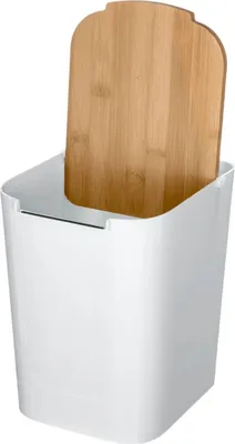 Imagen del producto de 5Five, un producto inteligente y elegante, Diller Natureo, fabricado con plástico que imita el bambú, en color blanco/marrón. Dimensiones: 24,5 cm x 22 cm x 18 cm