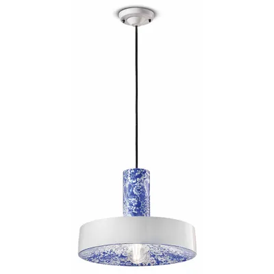 Produktbild von Aufhängung Große Vintage Deco Pi Keramik Ming Blau 1 Licht E27