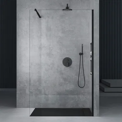 Produktbild von Mai & Mai 120x200cm Walk-In Dusche Schwarz Duschwand für Dusche Duschabtrennung ESG-Sicherheitsglas 10mm NANO Glas BRAM3 Bremen2K