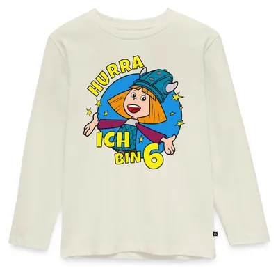Produktbild von Spreadshirt Wickie Und Die Starken Männer 6. Geburtstag Kinder Premium Langarmshirt, 98/104 (2 Jahre), Naturweiß