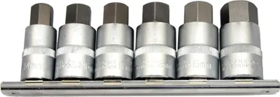 Produktbild von 6 x Kurze Innensechskant Steckschlüsselsatz Schraubendreher-Einsätze  14-22 mm