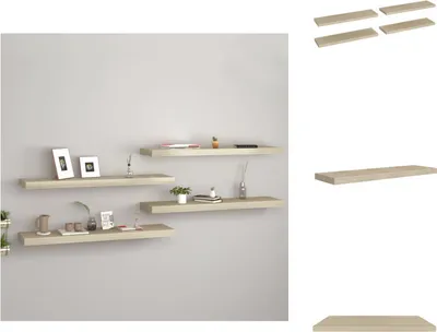 Obrázok produktu pre vidaXL Plávajúce nástenné police 4 ks. Dubová farba 90x23,5x3,8 cm MDF - Nástenné police