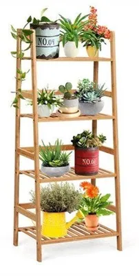Immagine prodotto di Scaffale portaoggetti in bambù, 4 ripiani, dimensioni 48x32x115 cm