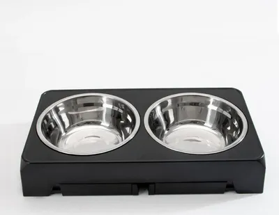 Image de Ecuelles surélevées pour chien Support pour écuelle surélevé réglable avec double écuelle en acier inoxydable S'adapte à 3 hauteurs, 7,87 pouces, 9,84 pouces, 11,8 pouces