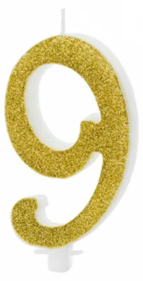 Produktbild von Geburtstagskerze Zahlen 0 bis 9 gold glitzernd 10cm