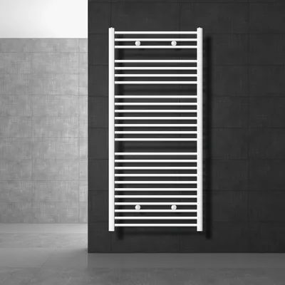 Produktbild von LuxeBath Badheizkörper 750 x 1500 mm - Weiß - gerade mit Seitenanschluss - Heizkörper Handtuchwärmer Handtuchtrockner, ohne Heizstab