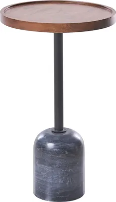 Produktbild von BELIANI Beistelltisch Braun u. Schwarz Metall Mangoholz Marmor Standfuß Rund ø 40 cm Modern Sofatisch Salontisch Wohnzimmertisch Dekotisch