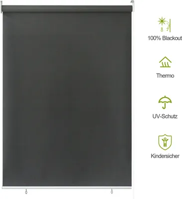 Immagine prodotto di VINGO Tenda da sole verticale Tenda da sole verticale Protezione solare Ombreggiatura Tenda a rullo impermeabile per balcone, terrazza, giardino, antracite, 140 x 240 cm
