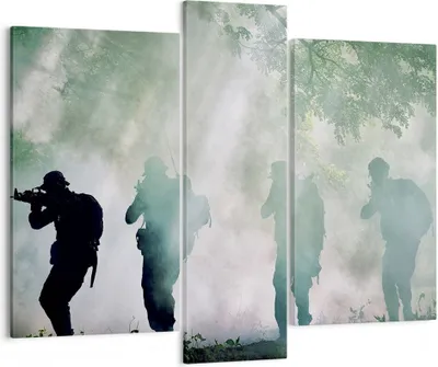 Produktbild von Bild auf Leinwand - Leinwandbild - Soldat Gewehr - 95x80cm - Wand Bild - Wanddeko - Wandbilder - Leinwanddruck - Bilder - Kunstdruck - Wanddekoration - Leinwand bilder - Wandkunst - CB95x80-3976