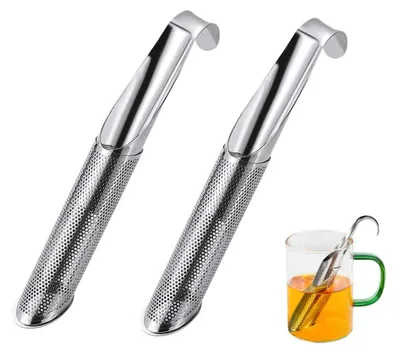2er Set Teefilter aus Edelstahl, wiederverwendbar, mit Haken