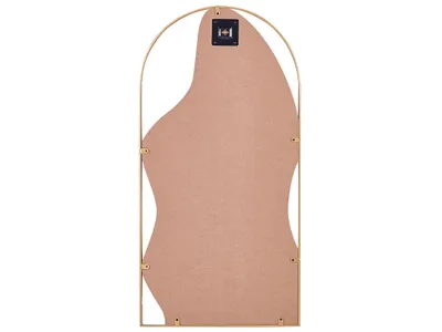 Produktbild von BELIANI Wandspiegel Gold Glas und Metall 81x41 cm Oval Halbrund Asymmetrisch mit Dünnem Rahmen Modern Wohnaccessoire Wohnzimmer Schlafzimmer Deko