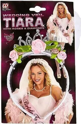 Produktbild von Widmann Brautschleier Tiara Rosen Diamanten Kopfschmuck Haarreifen Junggesellinnenabschied Kostümzubehör Karneval Party