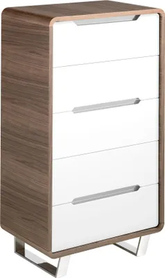 Immagine prodotto di Cassettiera Angel Cerdá in legno bianco, noce e acciaio cromato 7111