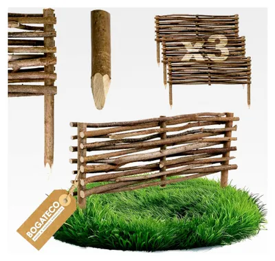 Produktbild von 3 x Haselnuss Beeteinfassung | 20 cm hoch & 60 cm lang | Staketenzaun als Beetumrandung oder Wegabgrenzung
