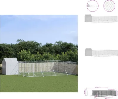Produktbild von vidaXL Outdoor-Hundezwinger mit Dach Silbern 10x6x2,5 m Stahl Verzinkt -  Hundezwinger & -ausläufe