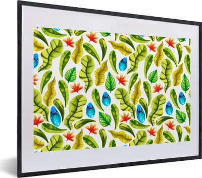 Produktbild von MuchoWow® Gerahmtes Poster Dschungel - Design - Tropische Blätter 40x30 cm - Poster mit Schwarzem Bilderrahmen Wandposter Rahmen Foto Bilder - Bilderrahmen - Poster im Rahmen