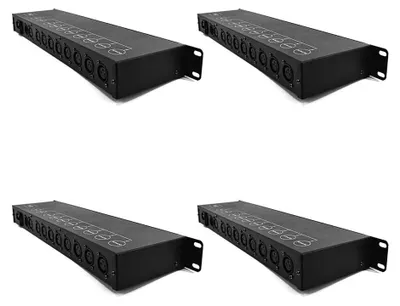Obrázok produktu pre Rozdeľovač DMX512 – 8-kanálový zosilňovač DMX – balenie 4 kusov – 15 W – 100–240 V – pre použitie na pódiu a pre DJ – osvetlenie pre pódium s ovládaním DMX